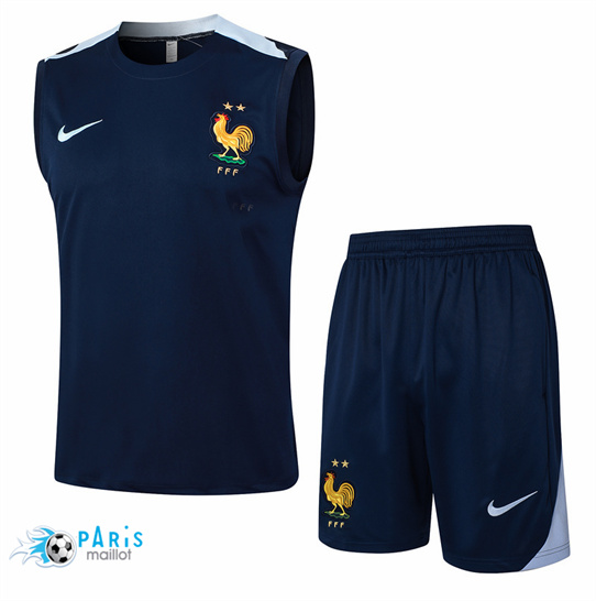 Prix Maillot Foot France Debardeur + Short Bleu Marine 2024/25