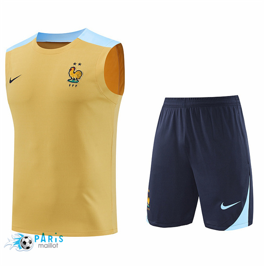 Nouveau Maillot Foot France Debardeur + Short Jaune 2024/25