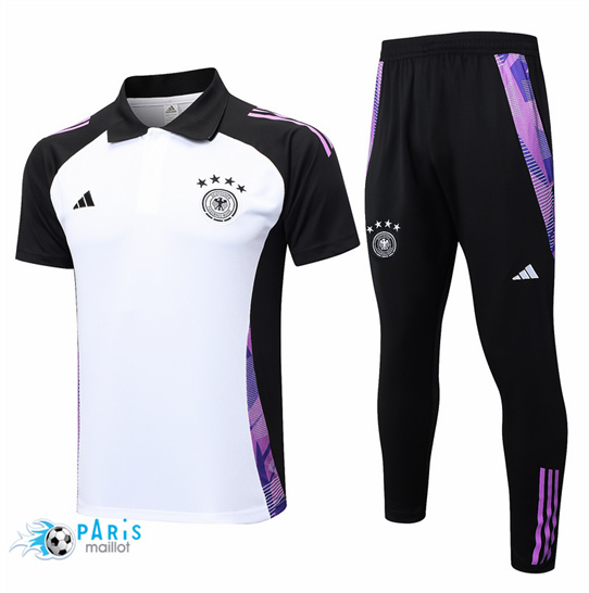 Nouveau Maillot Foot Allemagne Polo + Pantalon Blanc 2024/25