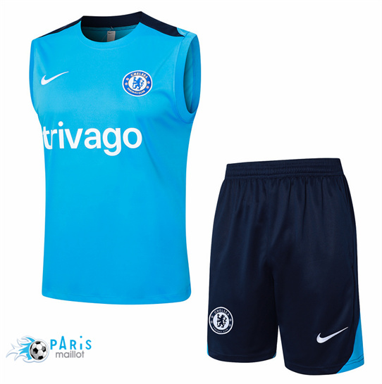 Acheter Maillot Foot Chelsea Debardeur + Short bleu ciel 2024/25