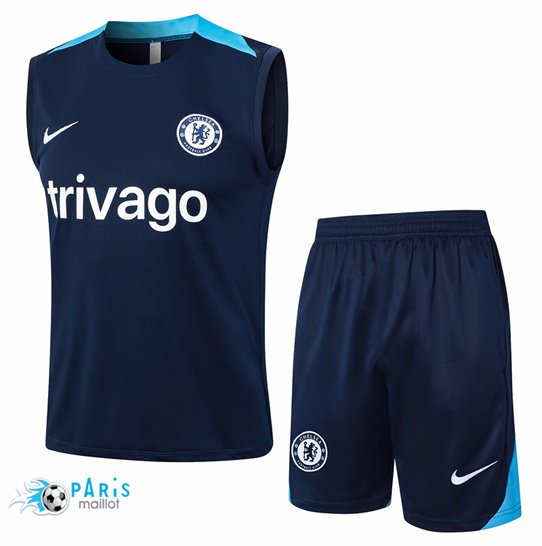 Créer Maillot Foot Chelsea Debardeur + Short Bleu Marine 2024/25