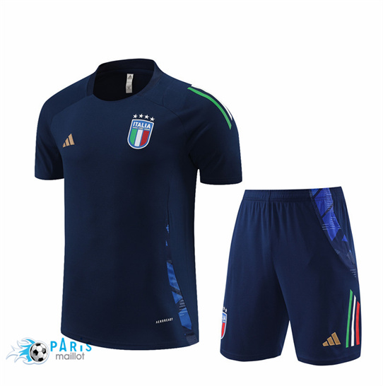 Nouveau Maillot Foot Italie Enfant + Short Bleu Marine 2024/25