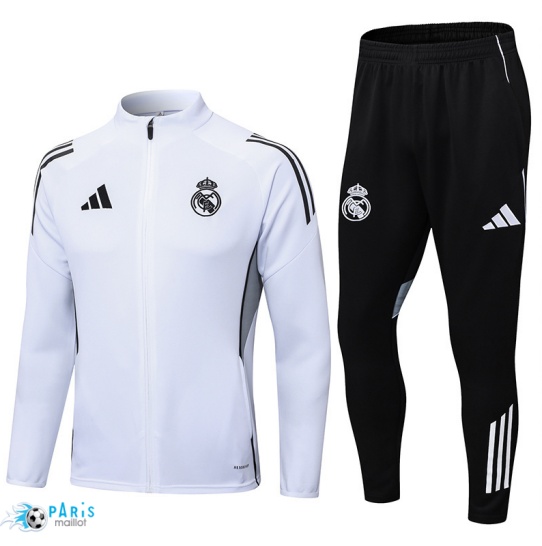 Achat Veste Survetement Real Madrid Blanc/Noir 2025/26