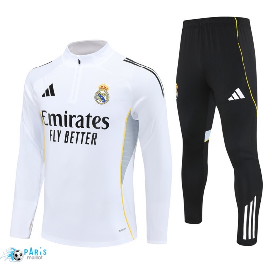 Acheter Survetement Real Madrid Blanc/Noir/Jaune 2025/26
