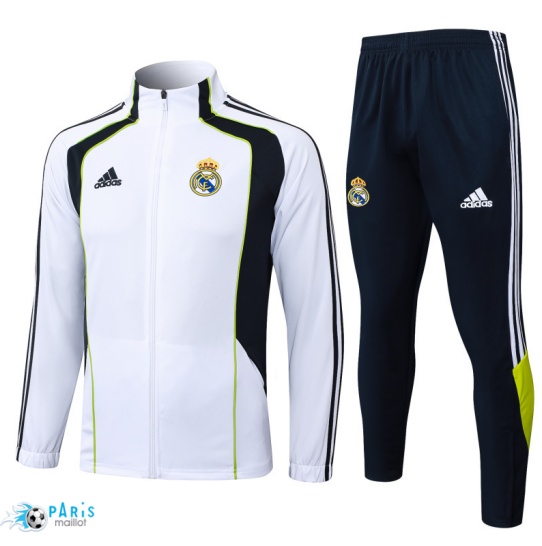 Créer Veste Survetement Real Madrid Blanc/Noir/Vert 2025/26