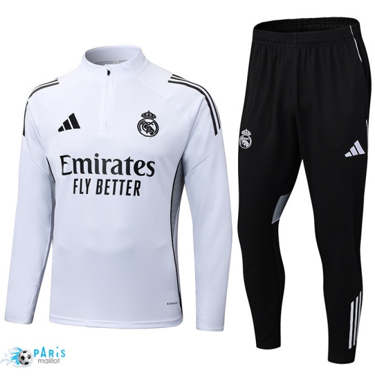 Soldes Survetement Real Madrid Blanc/Noir 2025/26
