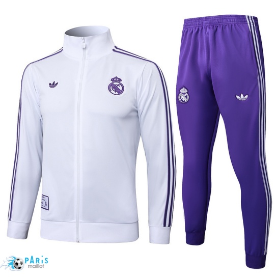 Prix Veste Survetement Real Madrid Blanc/Violet 2025/26