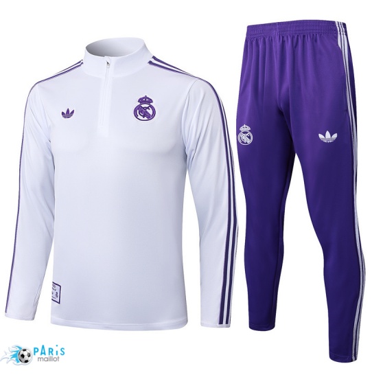 Soldes Survetement Real Madrid Blanc/Violet 2025/26