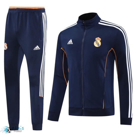 Nouveau Veste Survetement Real Madrid Bleu Marine/Blanc/Jaune 2025/26