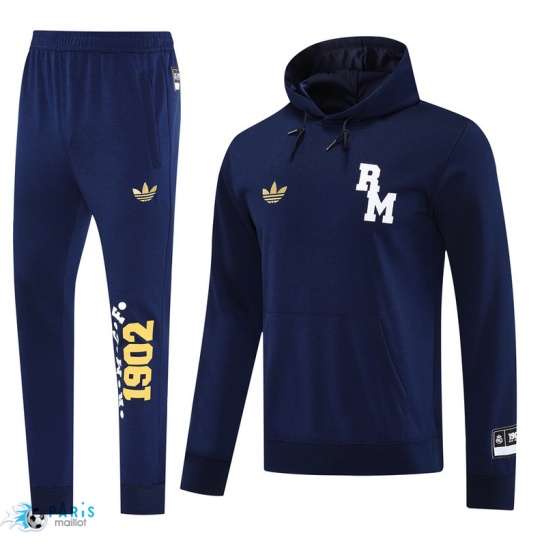 Soldes Sweatshirt à capuche Real Madrid Bleu Marine 2025/26