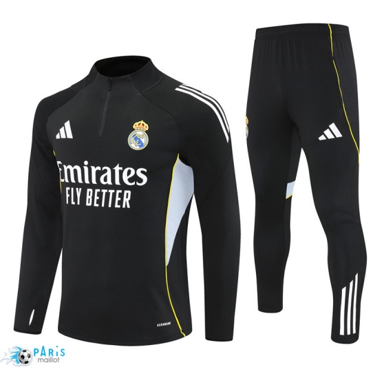 Flocage Survetement Real Madrid Noir/Blanc/Jaune 2025/26
