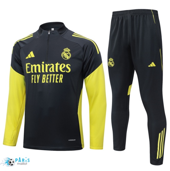 Soldes Survetement Real Madrid Noir/Jaune 2025/26