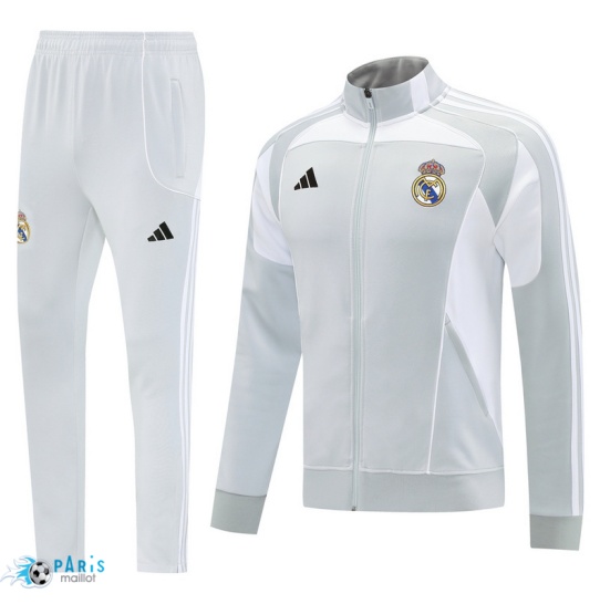 Prix Veste Survetement Real Madrid Gris/Blanc 2025/26