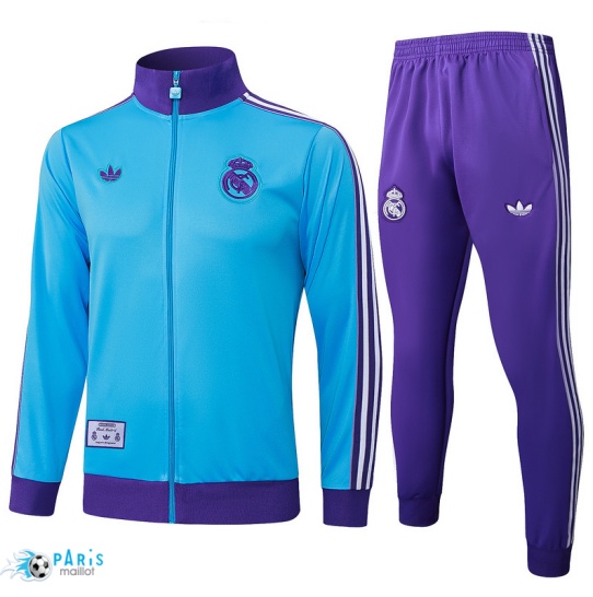 Soldes Veste Survetement Real Madrid Bleu Clair/Violet 2025/26