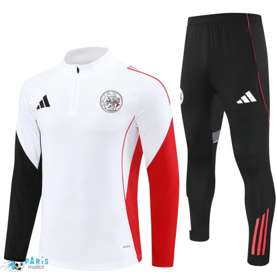 Soldes Survetement Ajax Enfant Blanc/Noir/Rouge 2025/26