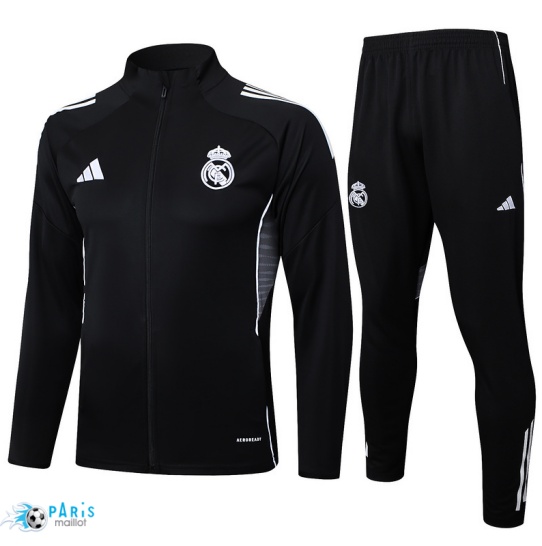 Acheter Veste Survetement Real Madrid Enfant Noir/Blanc 2025/26