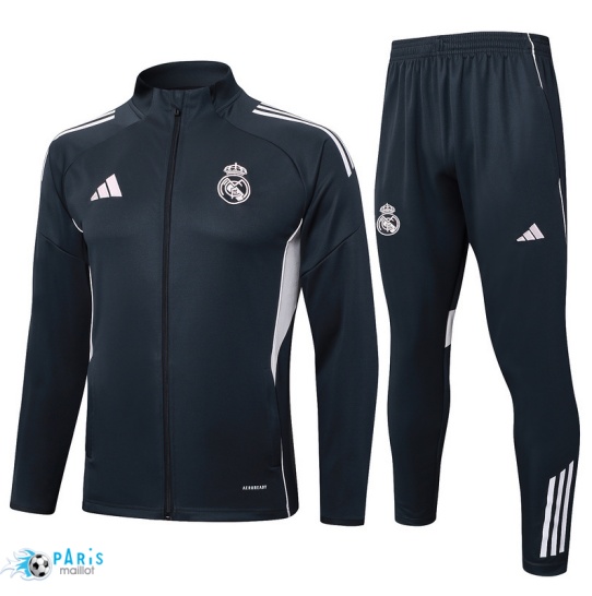 Flocage Veste Survetement Real Madrid Enfant Gris foncé/Blanc 2025/26