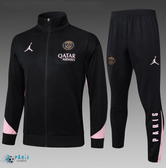 Soldes Veste Survetement PSG Enfant Noir/Rose 2025/26