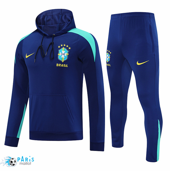 Soldes Survetement Sweatshirt à capuche Brésil bleu 2025/26