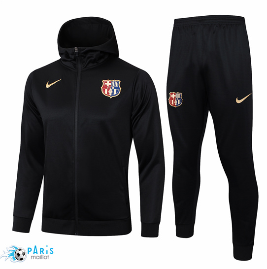 Nouveau à capuche Veste Survetement Barcelone Enfant noir 2025/26