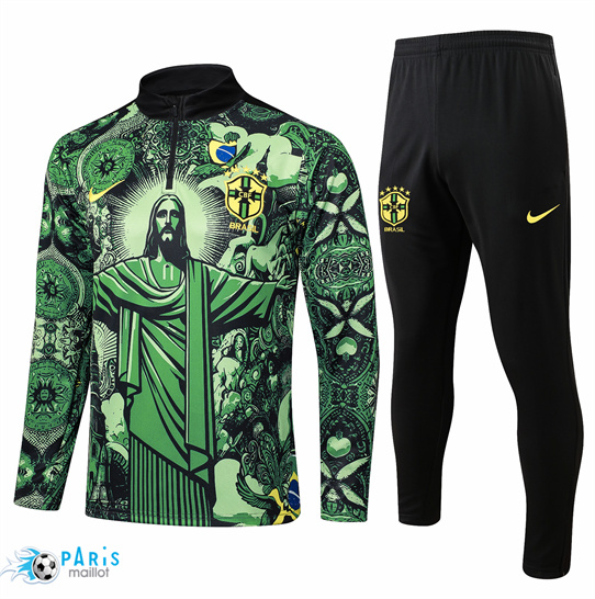 Soldes Survetement Brésil Enfant vert 2025/26