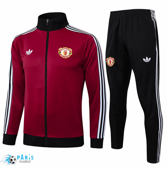 Nouveau Veste Survetement Manchester United Enfant rouge bordeaux 2025/26