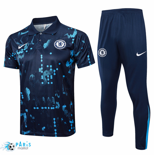 Soldes Maillot Training Foot Chelsea Polo + Pantalon bleu royal 2025/26