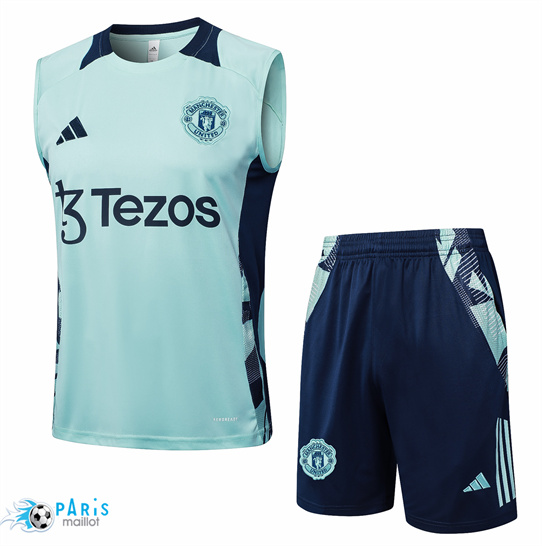 Nouveau Maillot Training Foot Manchester United Debardeur + Short vert clair 2025/26