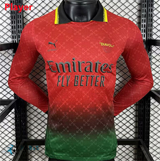 Maillotparis Créer Maillot Foot AC Milan Player co-marqué Manche Longue Rouge 2025/26