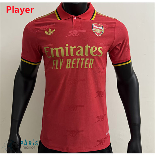 Maillotparis Acheter Maillot Foot Arsenal Player lapel Rouge 2025/26