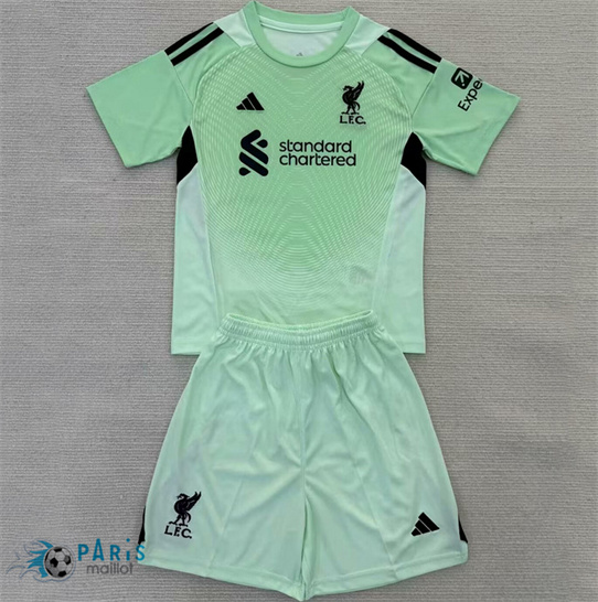 Maillotparis Créer Maillot Foot Liverpool Enfant Gardien De But Vert 2025/26