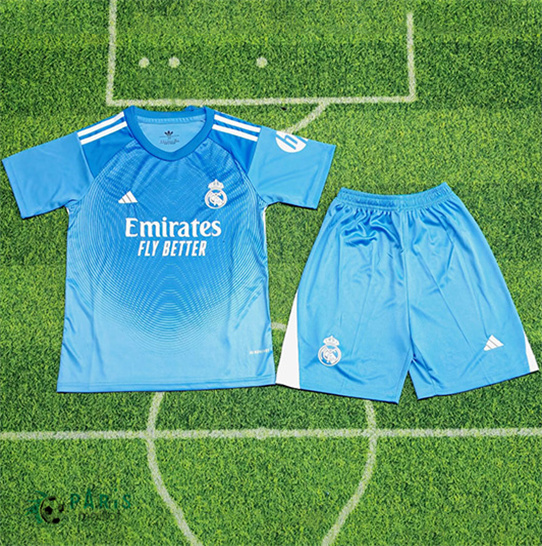 Maillotparis Achat Maillot Foot Real Madrid Enfant Gardien De But Bleu 2025/26
