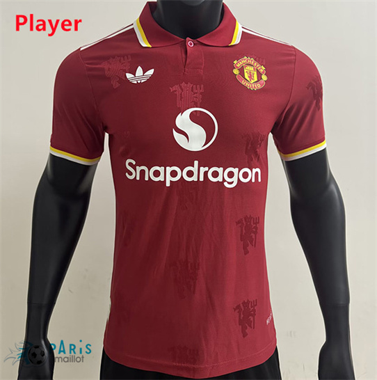 Maillotparis Marque Maillot Foot Manchester United Player lapel Rouge 2025/26