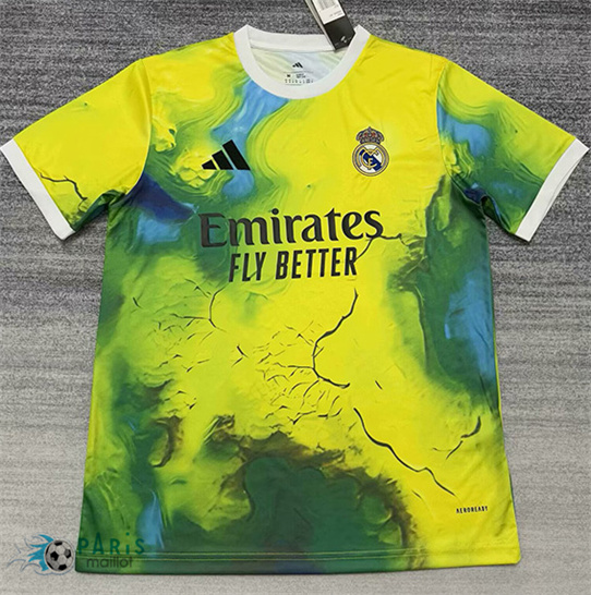 Maillotparis Soldes Maillot Foot Real Madrid Training Jaune/Vert 2025/26