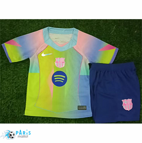 Nouveau Maillot Foot Barcelone Enfant Fluorescent Vert 2025/26