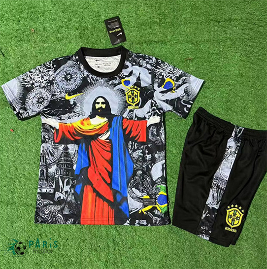 Flocage Maillot Foot Brésil Enfant Noir 2025/26
