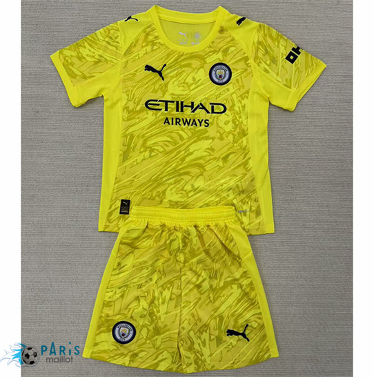 Soldes Maillot Foot Manchester City Enfant Gardien de but Jaune 2025/26