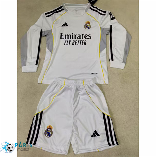 Maillot Foot Real Madrid Enfant Domicile Manche Longue 2025/26